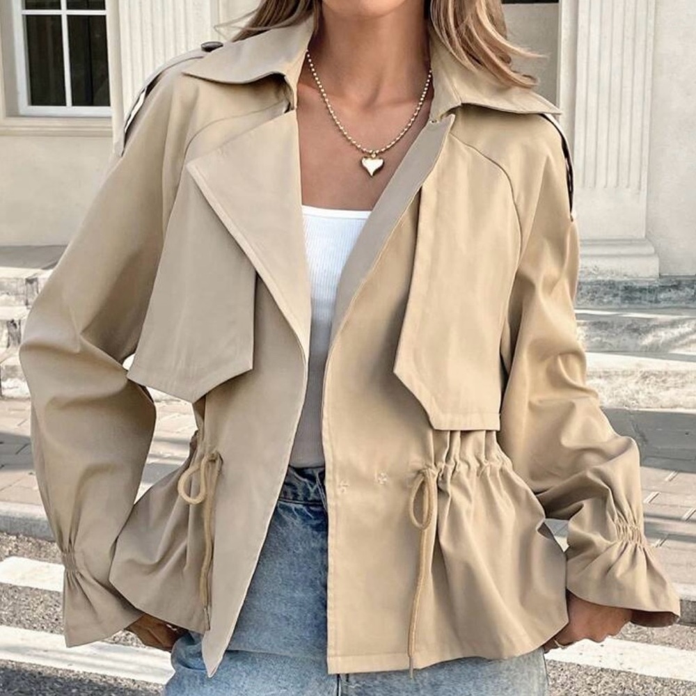 Women's Beige Trench Jacket - Picture 3 of 13